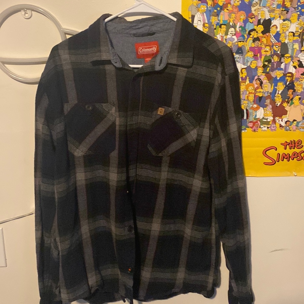 Large Coleman flannel grey/blue (perfect condition)